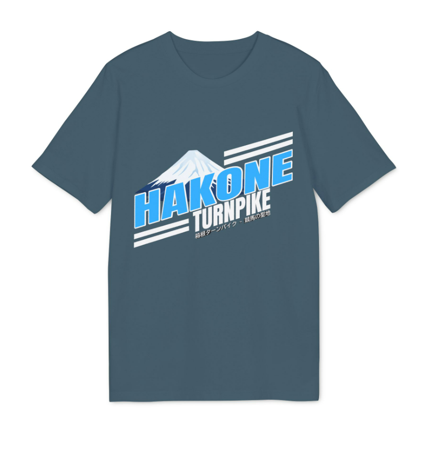 HAKONE TURNPIKE t-shirt bleu pétrole — Mont Fuji design rétro japonais